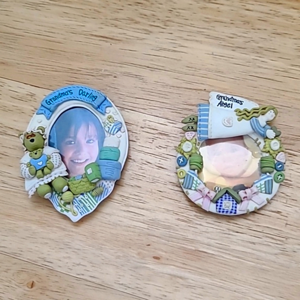2 Mini Baby Photo Frame Magnets